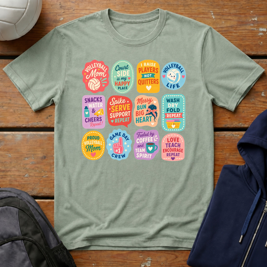 Volleyball Mom Stickers T‑Shirt