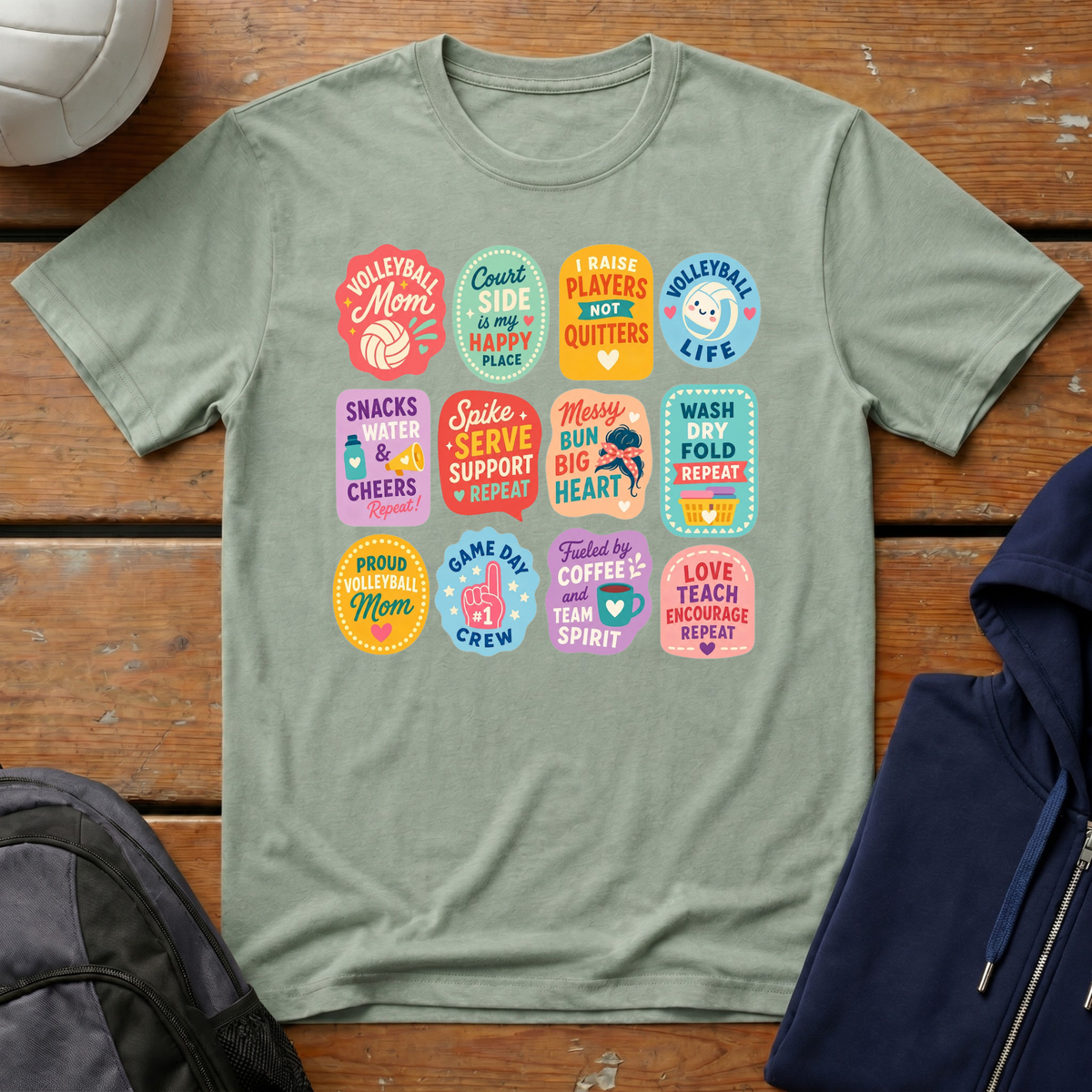 Volleyball Mom Stickers T‑Shirt