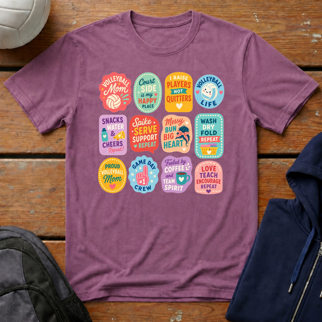 Volleyball Mom Stickers T‑Shirt