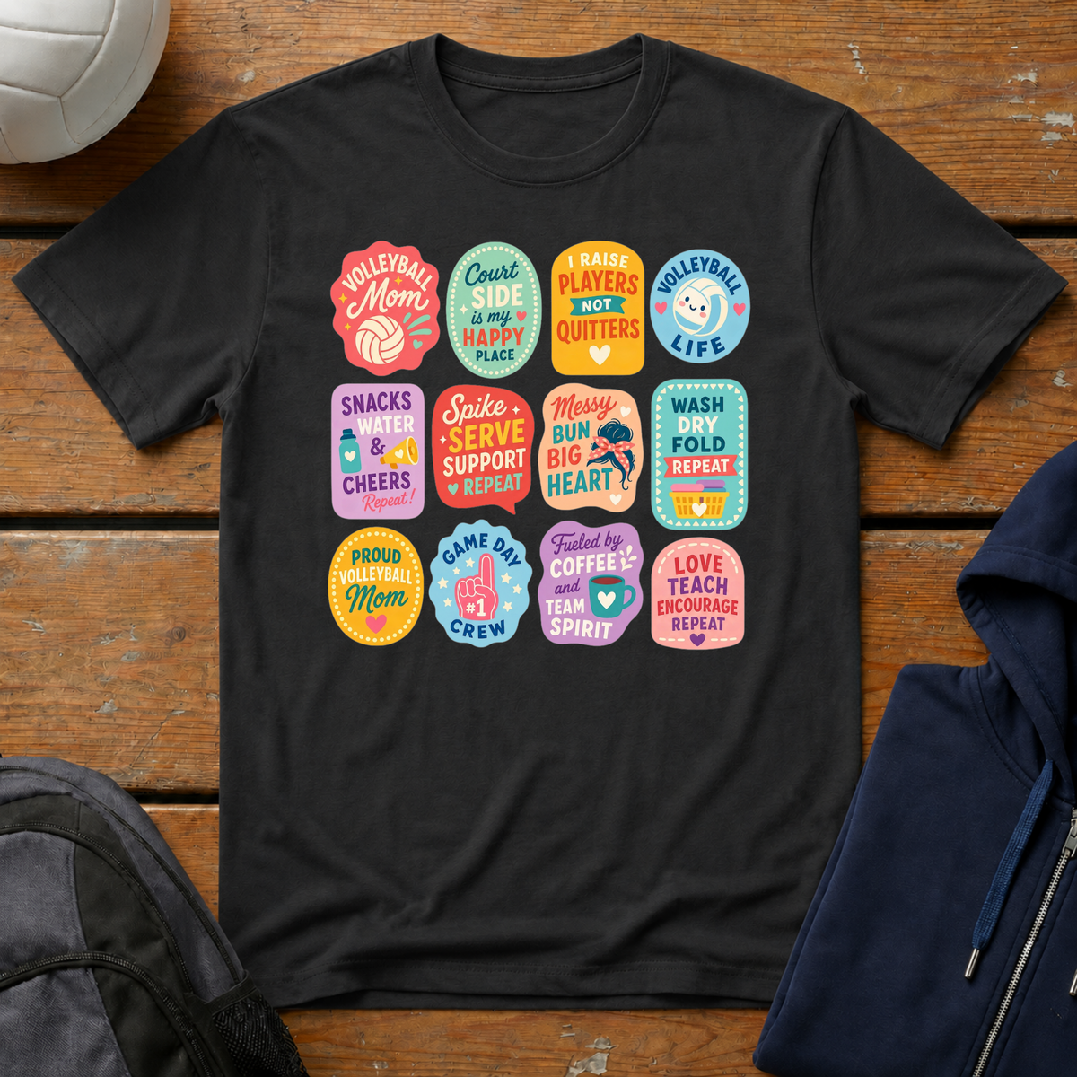 Volleyball Mom Stickers T‑Shirt