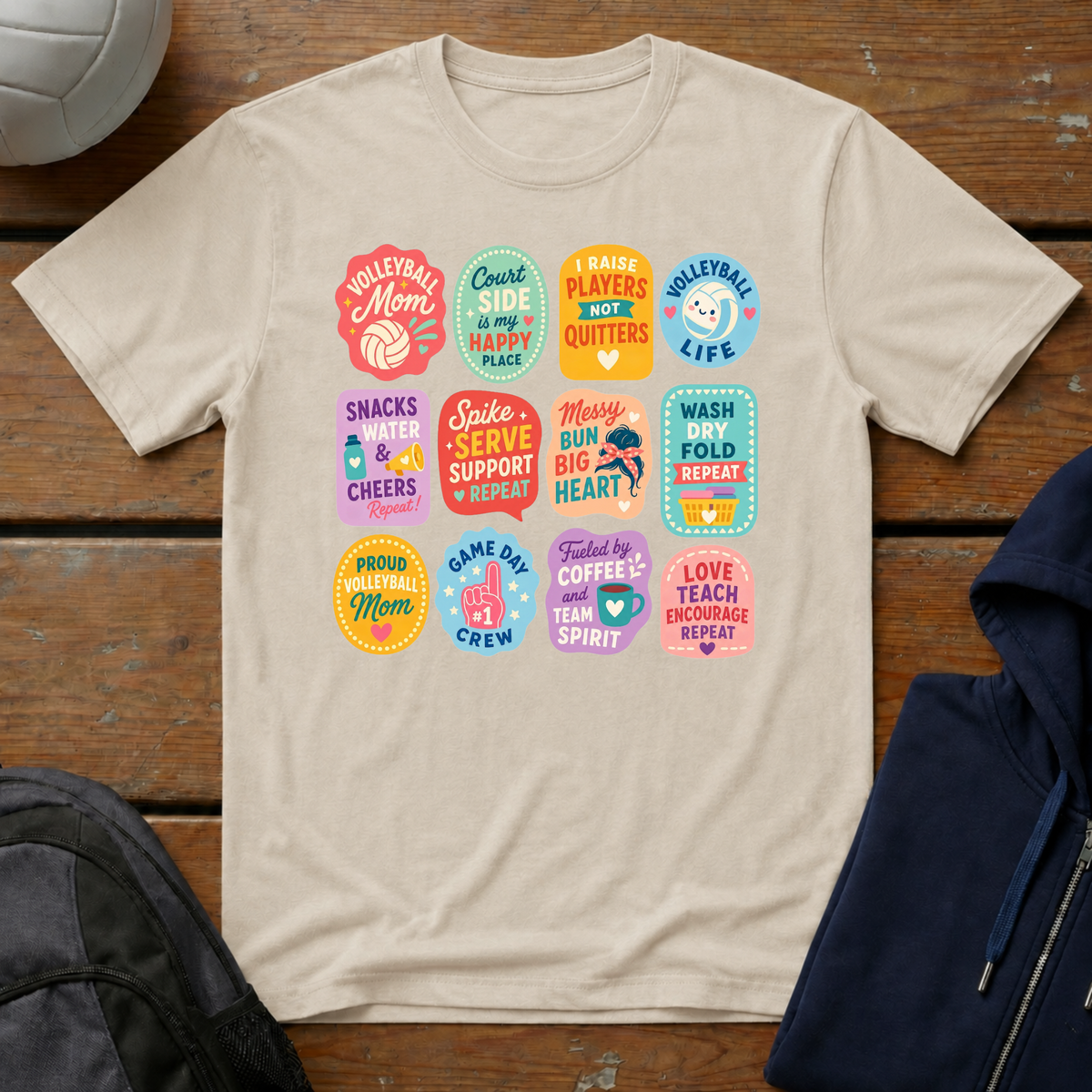 Volleyball Mom Stickers T‑Shirt