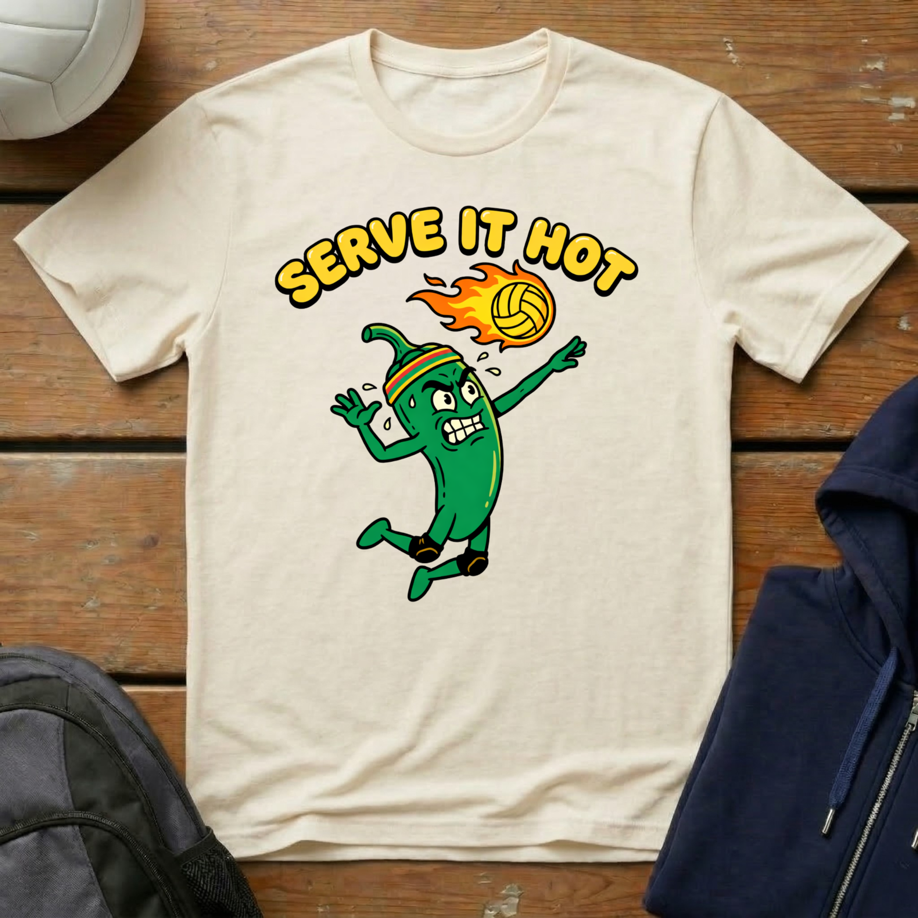 Serve It Hot Green T-Shirt